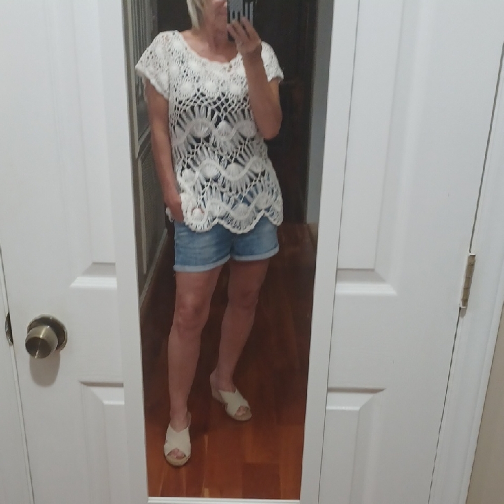 Fever White Crochet Lace Blouse